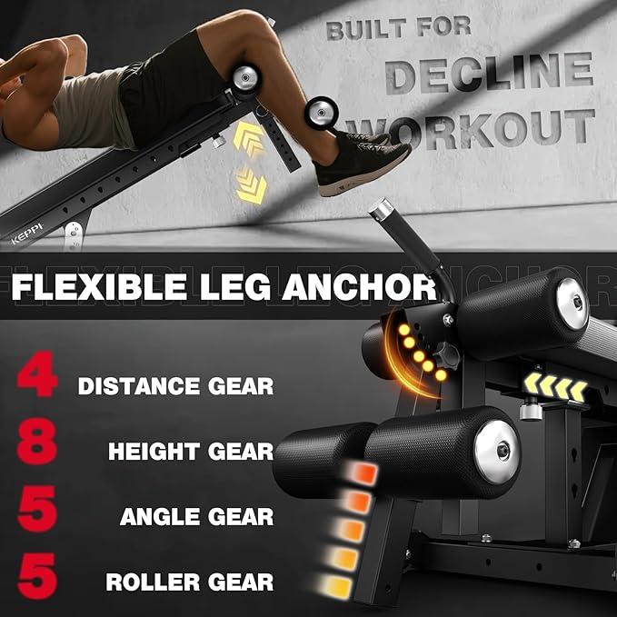 KeppiFitness Weight Bench - 1500LBS Capacity Workout Bench, 17” Bench Press Height, 11+8 Adjustable Weight Bench with Flat/Incline/Decline Angle and Vertical Storage - Bench6000 Series