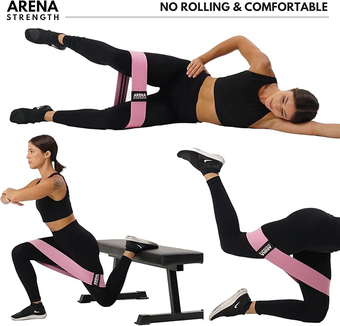 Arena Strength Fabric Booty Bands - Fabric Exercise Bands for Legs and Butt | Fabric Resistance Bands | Hip Resistance Bands with Workout Guide and Carry Case