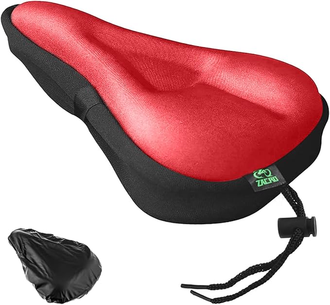 Zacro Bike Seat Cushion - Gel Padded Bike Seat Cover for Men Women Comfort, Extra Soft Exercise Bicycle Seat Compatible with Peloton, Outdoor & Indoor Bike Saddles