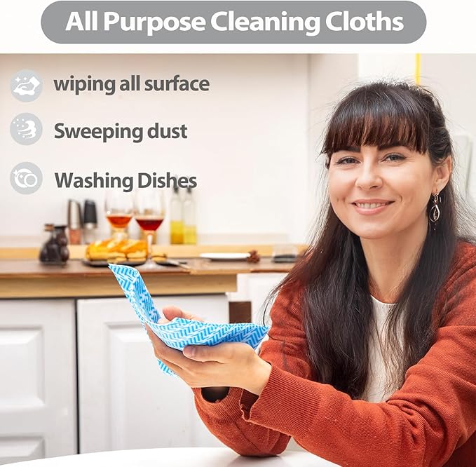 Disposable Dish Cloths,Multi use Reusable Cleaning Cloth,Machine Washable J Cloth,Heavy Duty Handy Cleaning Wipes 13.7" X 15.7" 120 Count