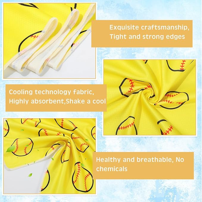 12 Pcs Cooling Towel 40 x 12 Inch Basketball Baseball Football Volleyball Soccer Softball Microfiber Fast Drying Towel for Gift Women Men