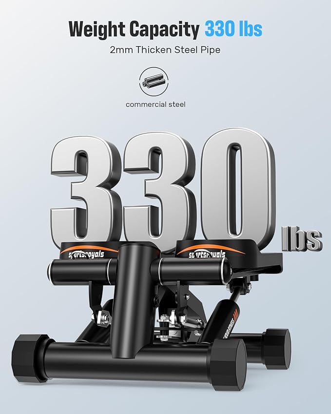 Sportsroyals Stair Stepper,Twist/Mini Stepper for Exercise at Home,Step Machine with Resistance Bands for Full Body Workout, 350lbs+ Capacity