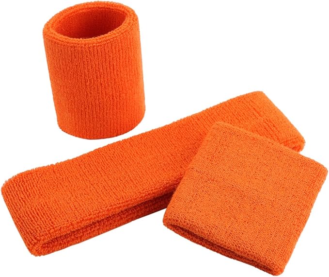 ONUPGO 6 Pieces Sweatbands Set - Sports Headbands Wristbands for Men & Women,Cotton Terry Cloth Sweatband for Tennis,Basketball,Gym,Working Out - Moisture Wicking Elasticity