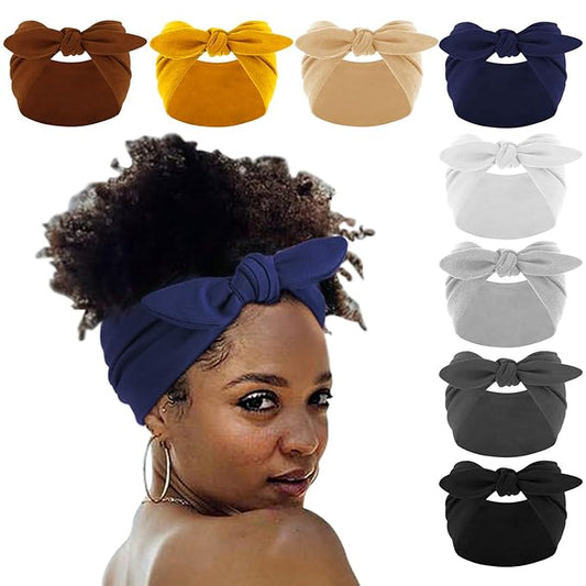 DRESHOW 8 Pack Bow Headbands of Solid Color for Women’s Hair Non Slip Wide Vintage Head Wraps Knotted Cute Hair Band Accessories