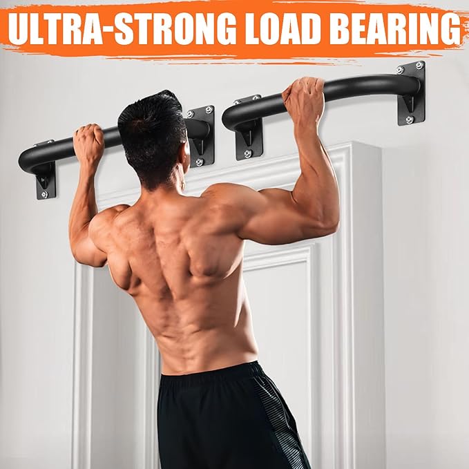 TOBWOLF 2PCS Wall Mount Doorway Pull Up Bar, Heavy Duty Strength Training Chin Up Bars, Door Frame Pull-Up Bars Ceiling Wall Mounted, Thick steel Sturdy Hanging Pull-up Bar for Home Gym Workout