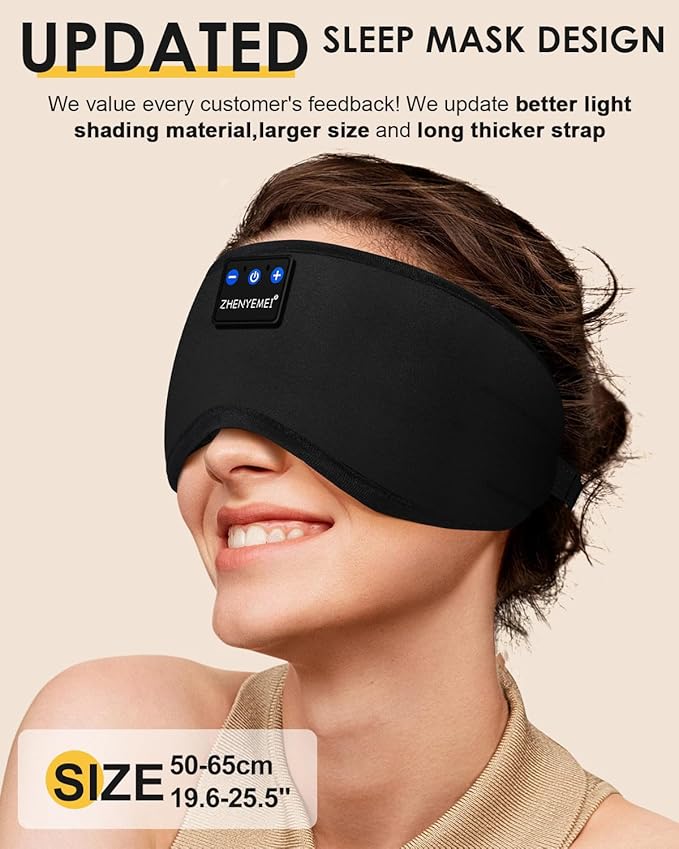 Sleep Headphones Bluetooth 5.4 Sleeping Eye Mask for Mom Women Men Wireless Music Earphones for Side Sleepers Built-in HD Speakers Cool Gadgets Unique Gifts