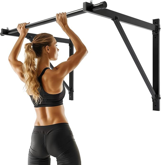 ECOTRIC 46'' Wall Mounted Pull Up Bar Chin up Bar Doorway Exercise Bar Upper Body Gym Workout Bar Heavy Duty Training Fitness Home Heavy Duty 500lbs
