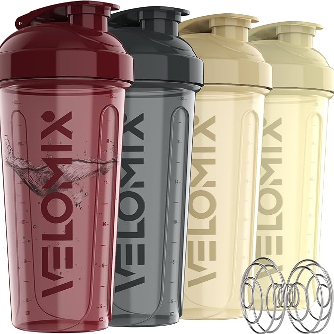 -4 PACK- 28 oz Protein Shaker Bottle for Protein Mixes - 4x Wire Whisk | Leak Proof Shaker Cups for Protein Shakes | Protein Shaker Bottle Pack | Protein Shake Cup (Burgundy Pack)