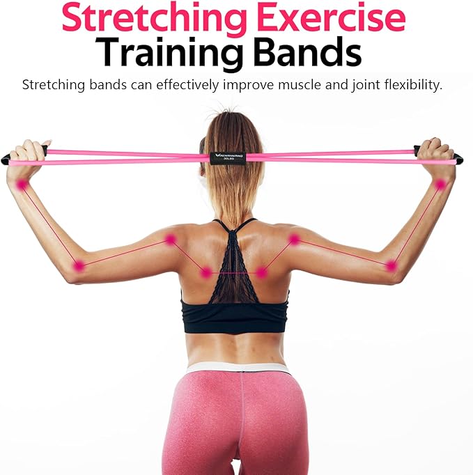 RENRANRING Figure 8 Fitness Resistance Bands with Handles - Exercise Tube Band Set of 3 for Arm and Shoulder Stretch, Rope 8 Word Elastic for Women and Men