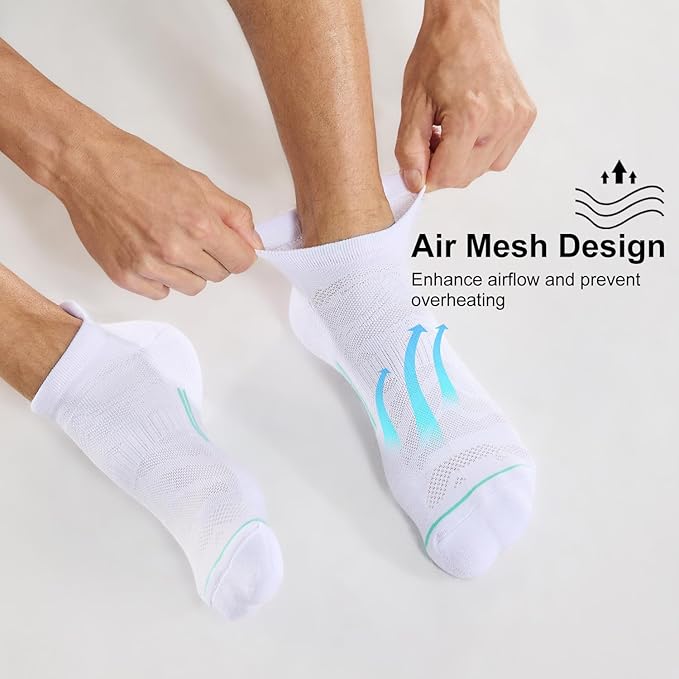 FITRELL Men's 6 Pack Ankle Running Socks Low Cut Cushioned Athletic Sports Socks 7-9/9-12/12-15