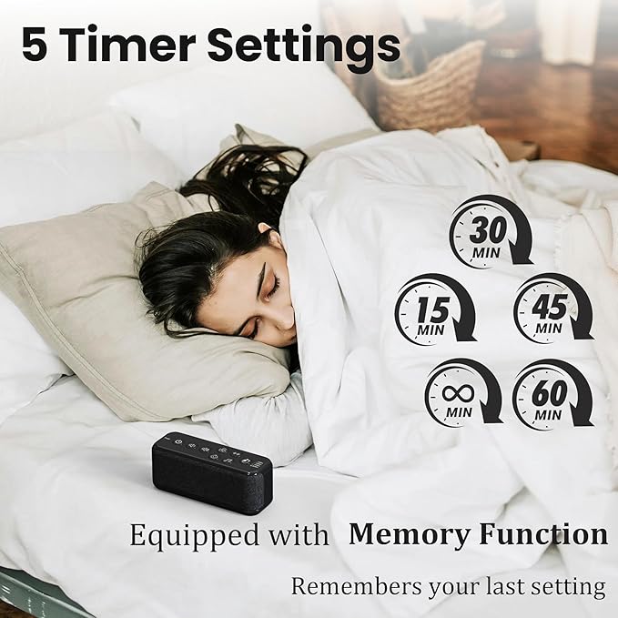 Raynic White Noise Machine, 42 Soothing Sounds Noise Machine, Rechargeable Battery Sound Machine with 8 Volumes, 5 Timers, Type-C Port, Headphone Jack for Baby, Adult, Home, Travel, Office