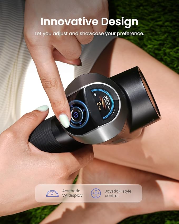 RENPHO Ascend Massage Gun Deep Tissue with 6-12mm Adjustable Amplitude, Percussion Professional Muscle Massage, Handheld Massager with Portable Carry Case for Athletes & Home Use, Color Display