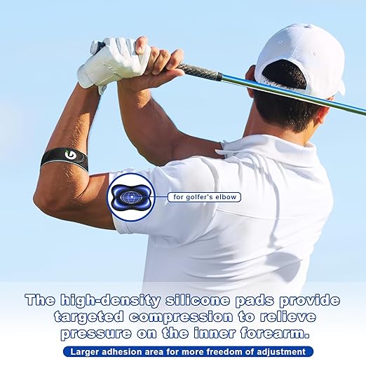 Upgraded Tennis Elbow Brace for Men Women, Adjustable Golfers Elbow Support Strap Band for Tendonitis, Forearm Brace with Pressure Warning Design, Compression Pad for Forearm Tendon Pain Relief