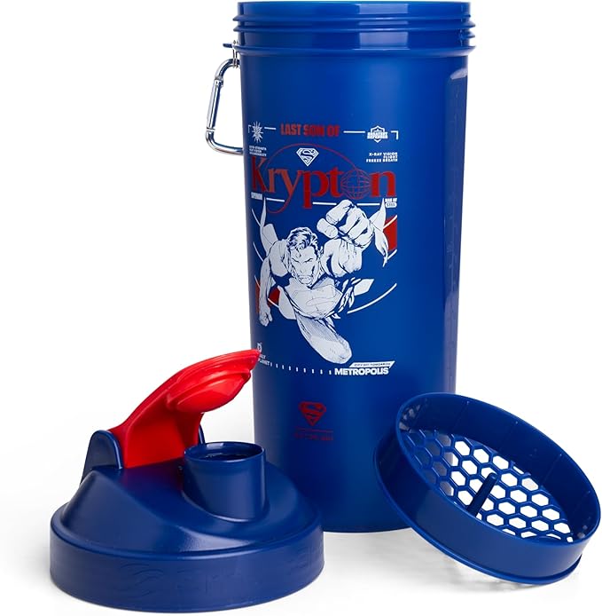 Smartshake Protein Shaker Bottle for Protein Mixes - 33 oz | Shaker Cups for Protein Shakes | Blender Bottle Shaker | Protein Shaker Bottle| BPA Free Shaker | Superman