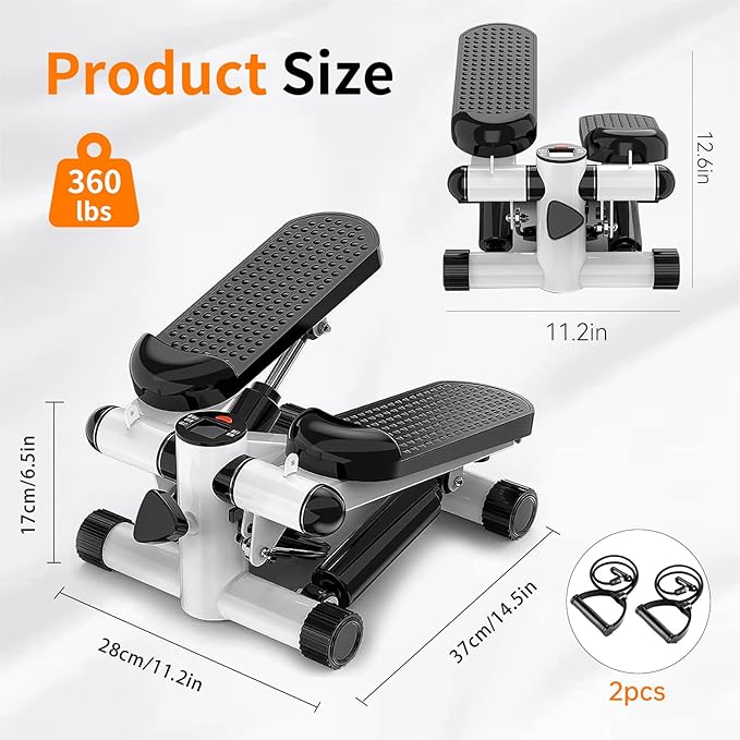 Steppers for Exercise at Home, Mini Stepper with Resistance Bands - Quiet, Portable Stair Stepper for Buttocks Lifting, Body Shaping & Cardio Workouts, Compact Fitness Stepper for Small Spaces