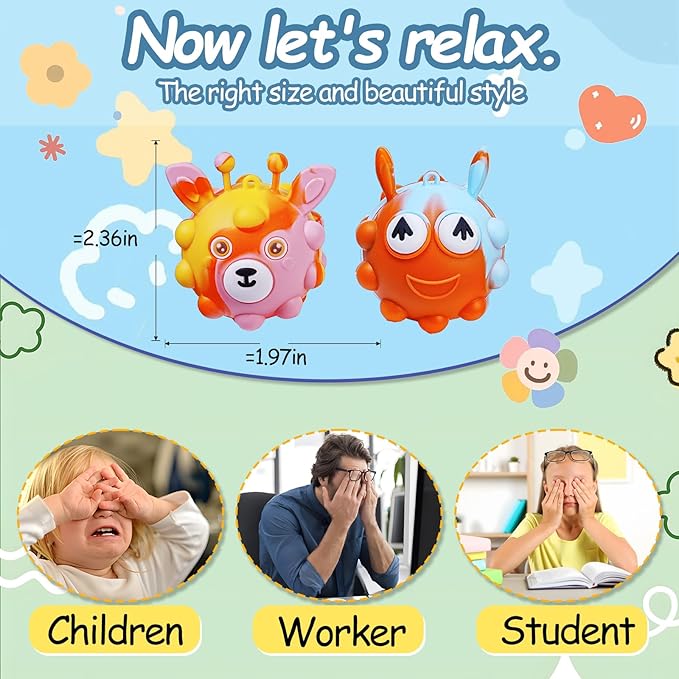 72pcs Pop Fidget Bulk 3D Stress Ball Toy, Pop Toy Party Favors for Birthday, Sensory Toys Bulk Squeeze Toys, Easter Basket Stuffers, Classroom Prizes Stocking Stuffers for Adults Toddler