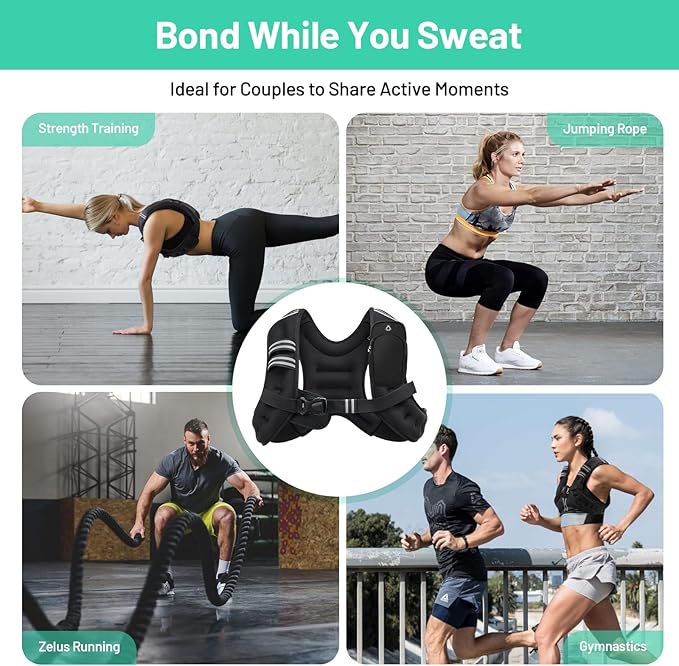 Weighted Vest for Men and Women 6lbs/8lbs/12lbs/16lbs/20lbs Adjustable Weights Rucking Vest for Walking, Strength, Training, Running