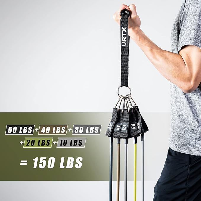 VRTX Resistance Band Set (11pcs), Resistance Bands with Handles, Exercise Bands with Door Anchor, Carry Bag, Legs Ankle Straps for Resistance Training, Physical Therapy, Fitness, Home Workouts