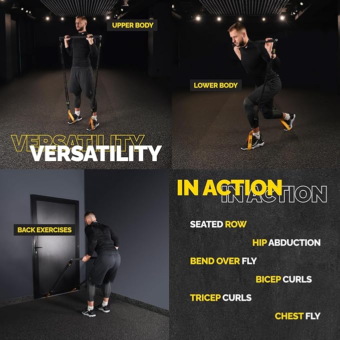 Tube Resistance Bands for Working Out Men and Women - Exercise Bands Resistance Bands Set, Resistance Band Bar, Handles, Ankle Straps, Foot Straps and Door Anchor