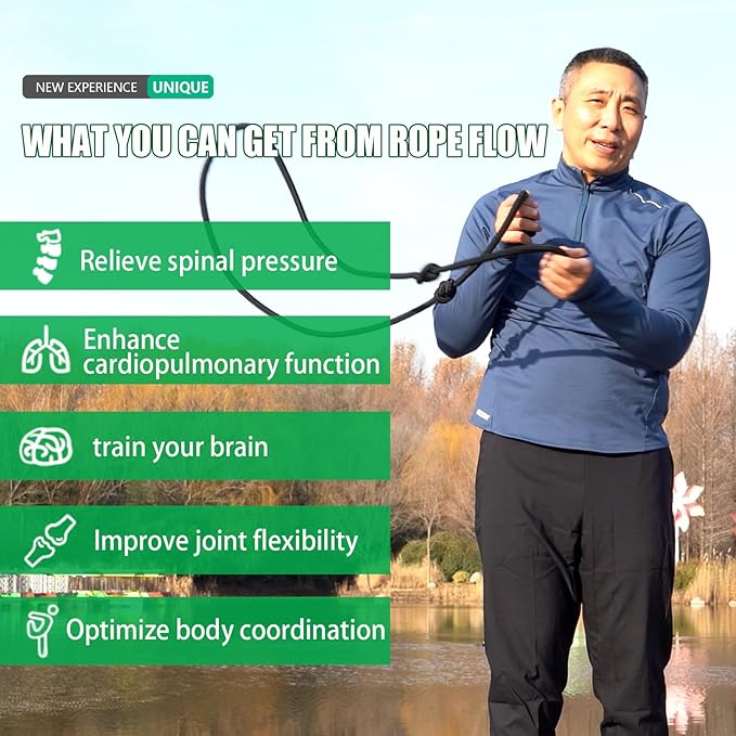 Flow Rope Exercise Jump Ropes for Home Gym Cardio Core Stability Body Coordination Weighted Jump Rope for Freestyle Skipping & Jumping Helps Upper Body Fitness for Boxing & HIIT Beginner