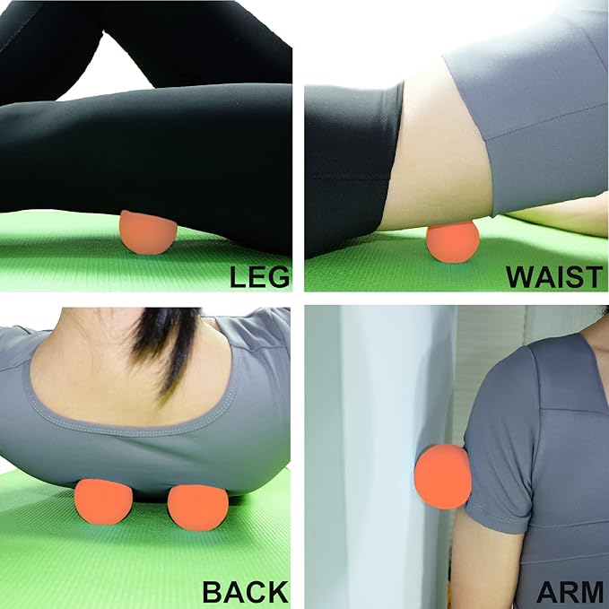 Hard Lacrosse Ball Massage Ball Therapy. Firm Trigger Point Massager Tool for Deep Tissue Yoga Physiotherapy Myofascial Release Muscle Relax Plantar Fasciitis Pain Relief (2 Pack) (Orange)