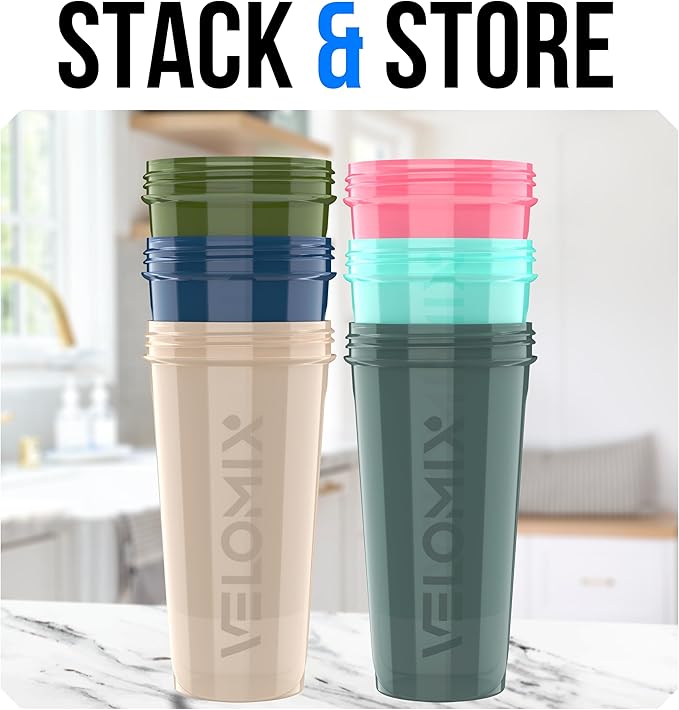 -6 PACK- 28 OZ Protein Shaker Bottles for Protein Mixes, Shaker Cups for Protein Shakes, Small Shaker Bottle Pack, Shaker Cup, Shakers for protein Shakes (Most Popular)