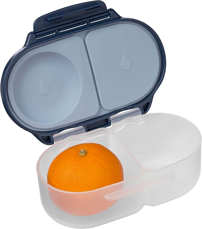 b.box Snack Box Reusable Snack Containers with Lids 2 compartments, Bento Box for kids and toddlers, Leakproof Lunch Box, BPA free and Dishwasher Safe Snack Container (Midnight, 1 3/4 Cup)