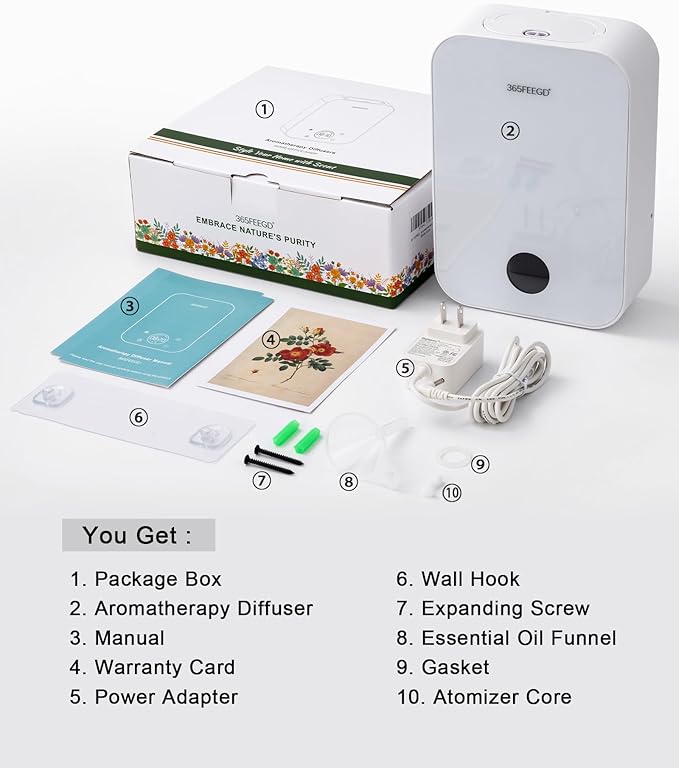 Waterless Oil Diffuser - Pure Essential Oil Diffuser with App Control - 150ml/1700 Sq.Ft. Coverage for Effective Aromatherapy in Home/Office/Hotel (White)