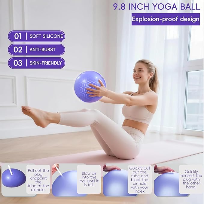 KABCON Pilates Equipment Essentials Set for Women at Home with Complete User Guide,13” Pilates Ring,9.8” Exercise Ball,Resistance Bands,Yoga Socks,Yoga Strap,13/14/16-Pcs Starter Workout Set