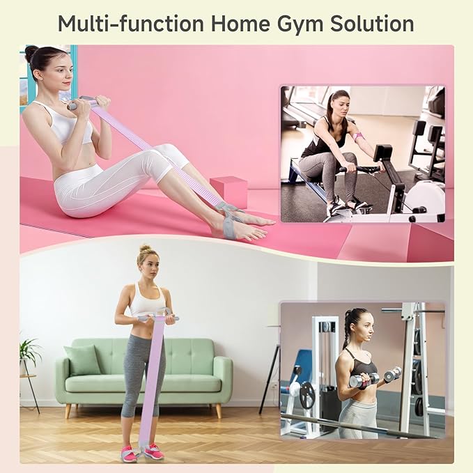 Fabric Resistance Band with Handles, 120lb Full-Body Excercise Band, Non-Slip Elastic Bands for Strength Muscle Training, Stretch Band Workout Equipment for Leg Arm Chest Core Wrist Ankle