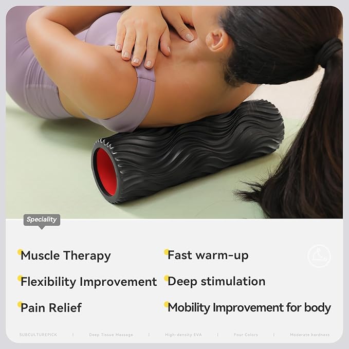 Foam Roller High-Density Exercise Roller, Deep Tissue Muscle Massage, Stretching, Relieves Muscles, Improves Mobility, Fitness Roller for Pilates, Yoga, Ideal for Athletes, Beginners & Recovery