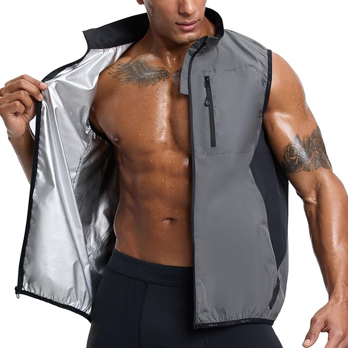HOTSUIT Sauna Suit for Men Sweat Jackets Sauna Vest with Pocket Exercise Heat Trapping for Gym Exercise