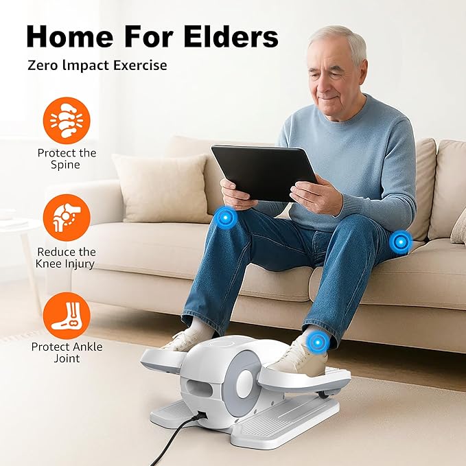 Under Desk Elliptical, Electric Leg Exerciser as Seen on TV for Seniors with 12 Adjustable Speed, Quiet Portable Electric Seated Pedal Exerciser Machine with Remote Control for Home Office