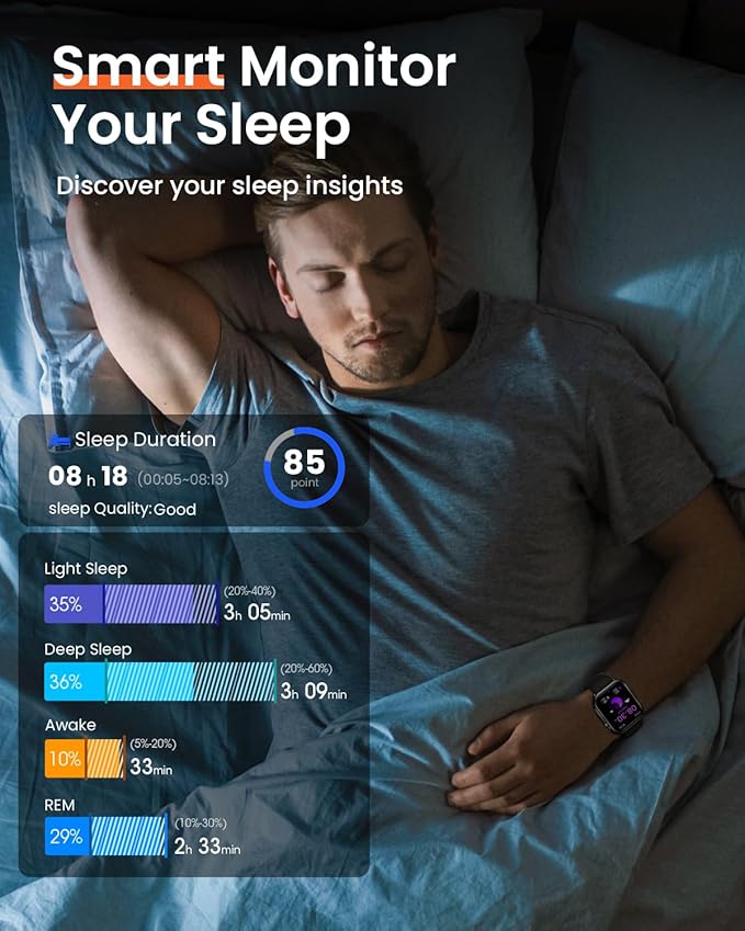 Smart Watches for Women Fitness Tracker: 1.85" Smartwatch with 30 Day+Battery Life Make/Answer Call Sleep Heart Rate SpO2 Monitor IP68 Waterproof 120+Sport Mode Watch for Android iPhone Samsung Black