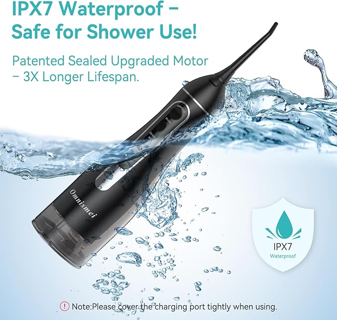 Water Dental Flossers for Teeth, 300ML Cordless Portable Electric Water Flosser, 4 Modes Oral Irrigator, Waterproof Rechargeable Water Floss for Deep Cleaning, Plaque Remover,Braces Home Travel Use