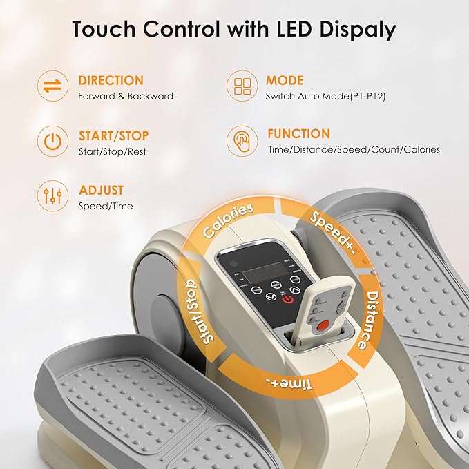 SogesPower Under Desk Elliptical Exercise Machine, Ellipse Leg Exerciser for Seniors with 12 Adjustable Speeds, Electric Seated Pedal Exerciser for Home with Remote Control