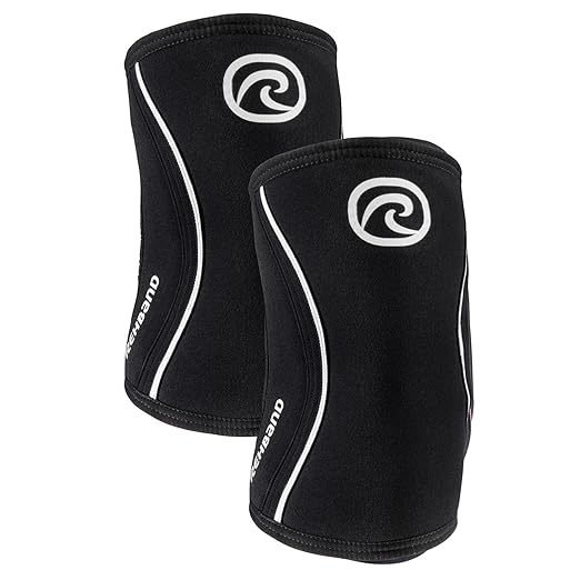 Rehband Elbow 5mm Compression Sleeve, Neoprene Elbow Sleeves for Weightlifting, Anatomical Design, Non-Slip & Close Fitting, Elbow Support Unisex, Colour:Black - 1 Pair, Size:Medium