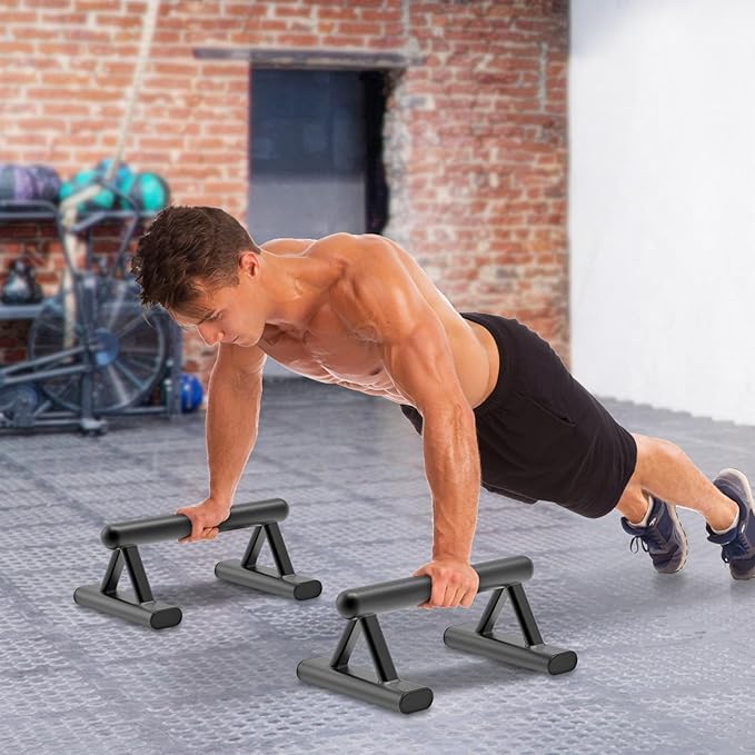 SELEWAERE Parallettes Floor Workout Push Up Handles Non-Slip Pushup Bars Handstand Bars for Calisthenic Fitness Sturdy Steel Tubing, Load up to 600 lbs