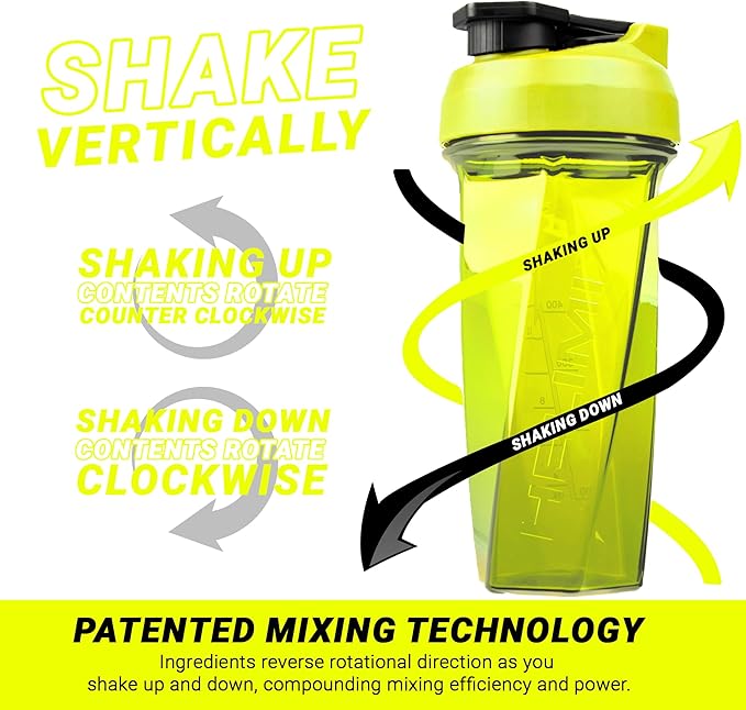 HELIMIX 2.0 Vortex Blender Shaker Bottle Holds upto 28oz | No Blending Ball or Whisk | USA Made | Portable Pre Workout Whey Protein Drink Shaker Cup | Mixes Cocktails Smoothies Shakes | Top Rack Safe