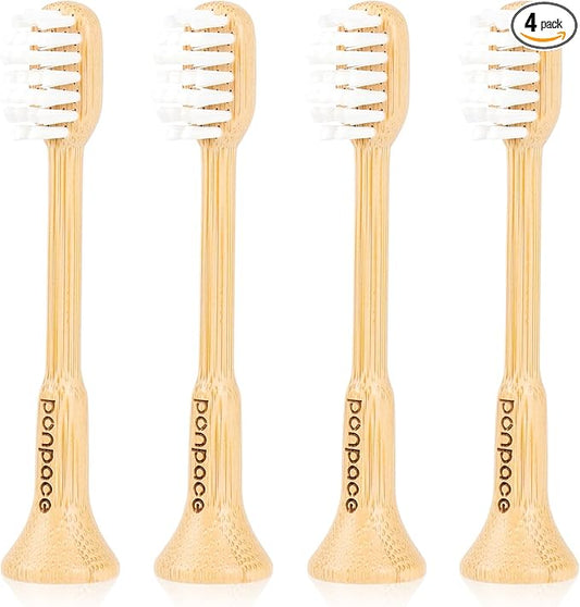 Bamboo Toothbrush Heads Compatible with 7AM2M, Extra Soft Castor-Oil Bristles for Sensitive Teeth, Eco-Friendly & Gentle Cleaning