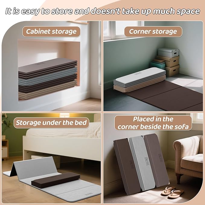 Foldable Yoga Mat,Exercise Mats for Home Workout,Comfortable and Durable,8mm Thick-Portable Folding Mat,Non Slip,Pilates Mat Thick,Outdoor Use,Meditation,Travel,Camping(71"x24" x0.31")