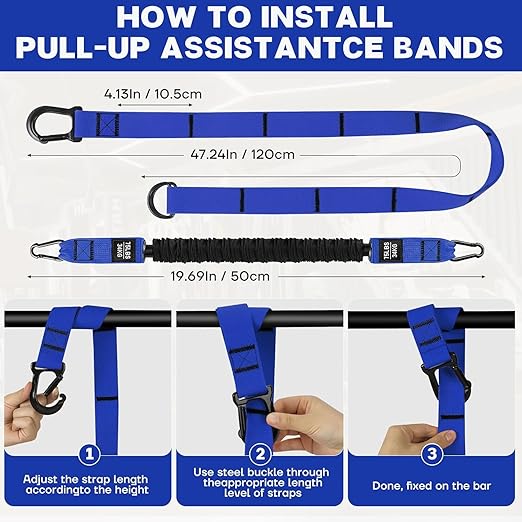 Pull Up Assistance Bands - Adjustable Heavy Duty Pull Up Assist Workout Bands for Men, Women, and Seniors - Resistance Bands for Pull Ups - Pull Up Bar Accessories (Blue)
