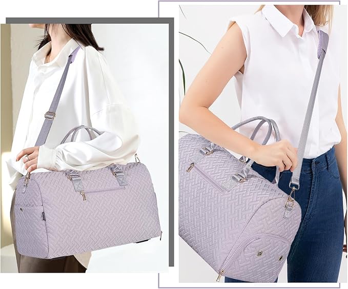 Duffle Bag for Travel, Weekender Bag with Shoe Compartment, Carry On Overnight Bag for Women with Toiletry Bag, Gym Bag with Wet Pocket, Hospital Bags for Labor and Delivery Beige