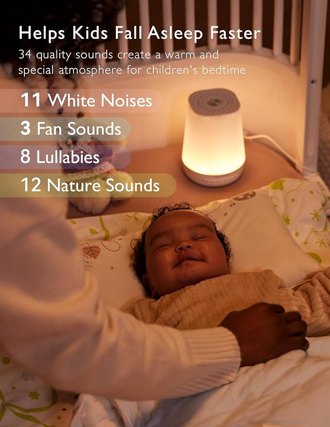 Baby Sound Machine, Momcozy White Noise Machine for Baby Sleeping with Night Light, Toddler Sleep Trainer with 34 Soothing Sounds, Timer, App Remote Control, Personal Sleep Routine (Blue)