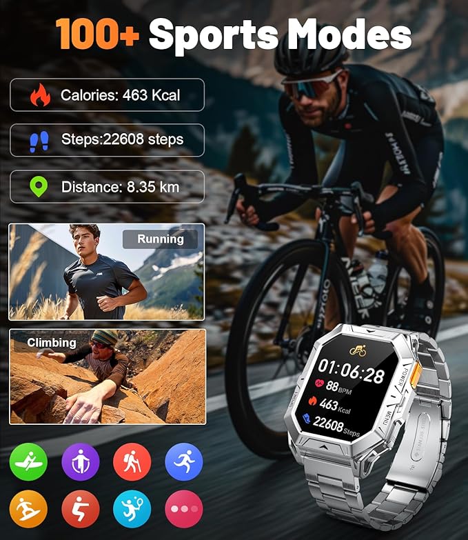 LIGE Smart Watch for Men with Make/Answer Call, 2.13"AMOLED Screen Fitness Watches for Men with 1000mAh Battery, 5ATM Swimproof Smartwatch, 110 Sports Modes Fitness Tracker, Heart Rate/Sleep Tracking