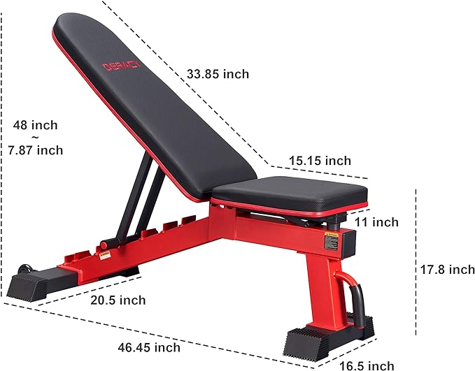 DERACY Adjustable Weight Bench for Full Body Workout, Incline and Decline Weight Bench for Indoor Workout, Home Gym