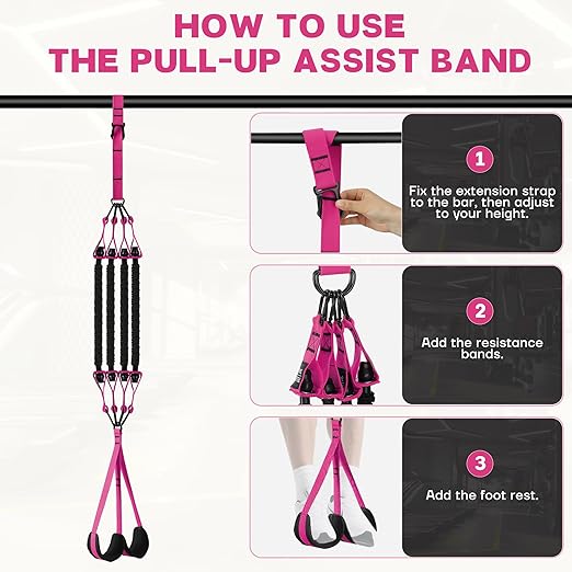 Pull Up Assistance Bands - Adjustable Heavy Duty Pull Up Assist Workout Bands for Men, Women, and Seniors - Resistance Bands for Pull Ups - Pull Up Bar Accessories (Red)