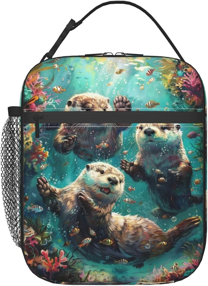 Lunch Box for Women Men, Otters Insulated Lunch Box Reusable Portable Lunch Bag Cooler Tote Waterproof Lunch Container for Office Picnic Work Travel Hiking