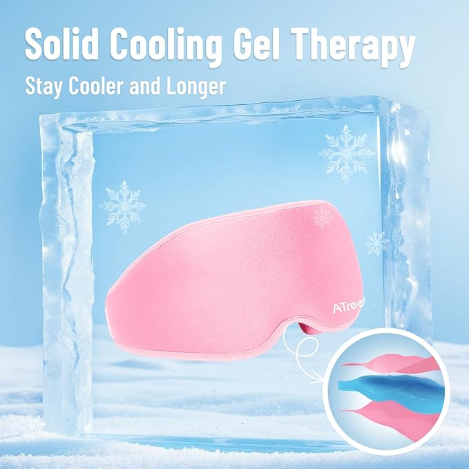 3D Gel Cooling Eye Mask, Weighted Eye mask for Sleeping, 3D Contoured Cup No Pressure Night Blindfold Sleep Mask, Ice Cold Pack Eyes Cold Compress for Puffy Eyes, Dark Circle, Pink (Pink)