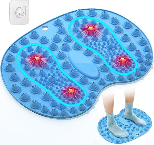 Foot Massage Mat, Big Foot Reflexology Mat with Magnetic Therapy, Foot-Shaped Acupressure Mat for Feet Relaxation, Under Desk Mat Pressure Point Mat for Pain, Fatigue and Stress Relief(Blue)